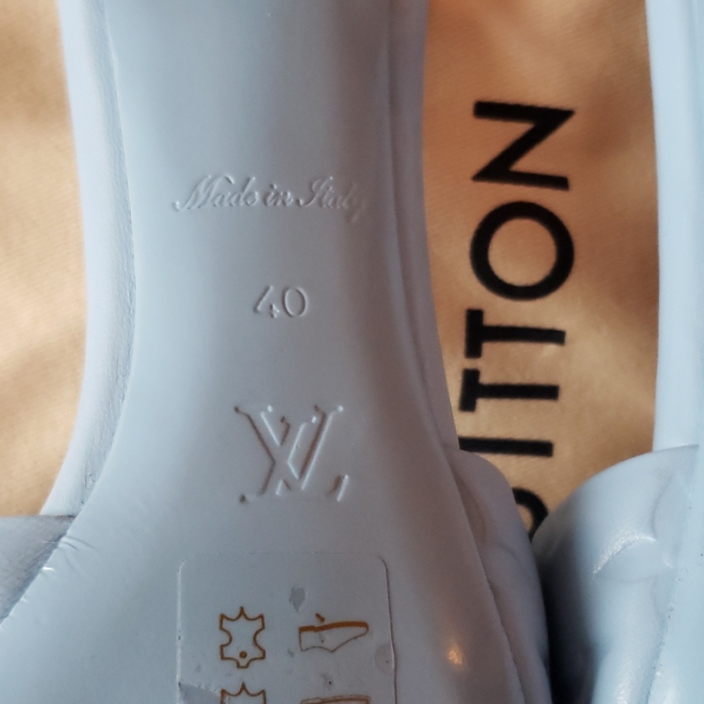 Louis Vuitton Blue Revival 2in Heel Monogram Leather Mule Sandal - Picture 9 of 14